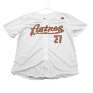 Houston Astros Jose Altuve 27 Baseball Jersey Mens XL White Button Front Mesh